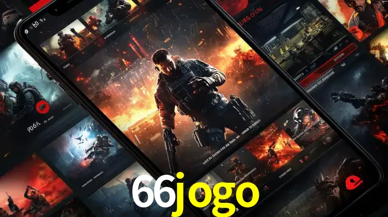 Tela de um celular exibindo uma galeria de jogos de tiro com temática militar, mostrando a variedade de e-sports disponíveis para apostas na plataforma de entretenimento 66jogo.